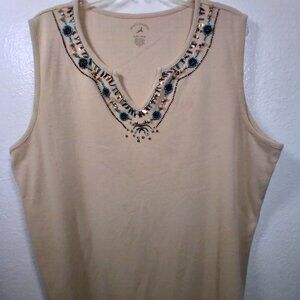 White Stag Tee Beaded Sleeveless Top
